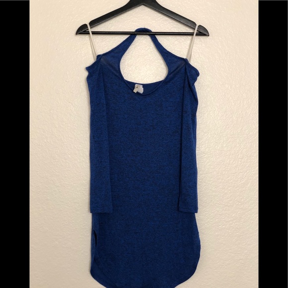 Sexy Blue long sleeve open shoulder dress - Picture 2 of 3